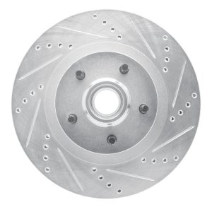 Ford Explorer Sport Brake Rotor (1) - Front Right - R1 Concepts - Drilled & Slotted - Silver - `01-`05
